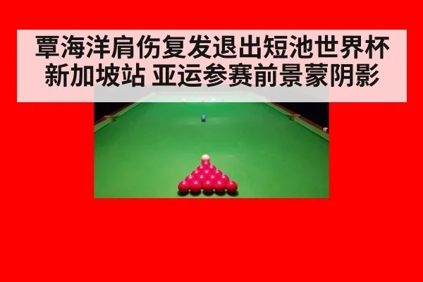 覃海洋肩伤复发退出短池世界杯新加坡站 亚运参赛前景蒙阴影